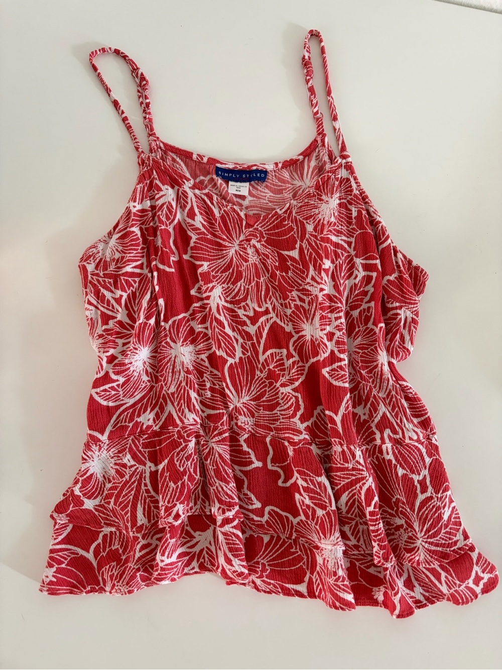 J. Crew Red and White Floral Spaghetti-Strap Camisole